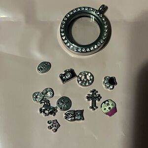 Origami Owl Silver Locket with Charms